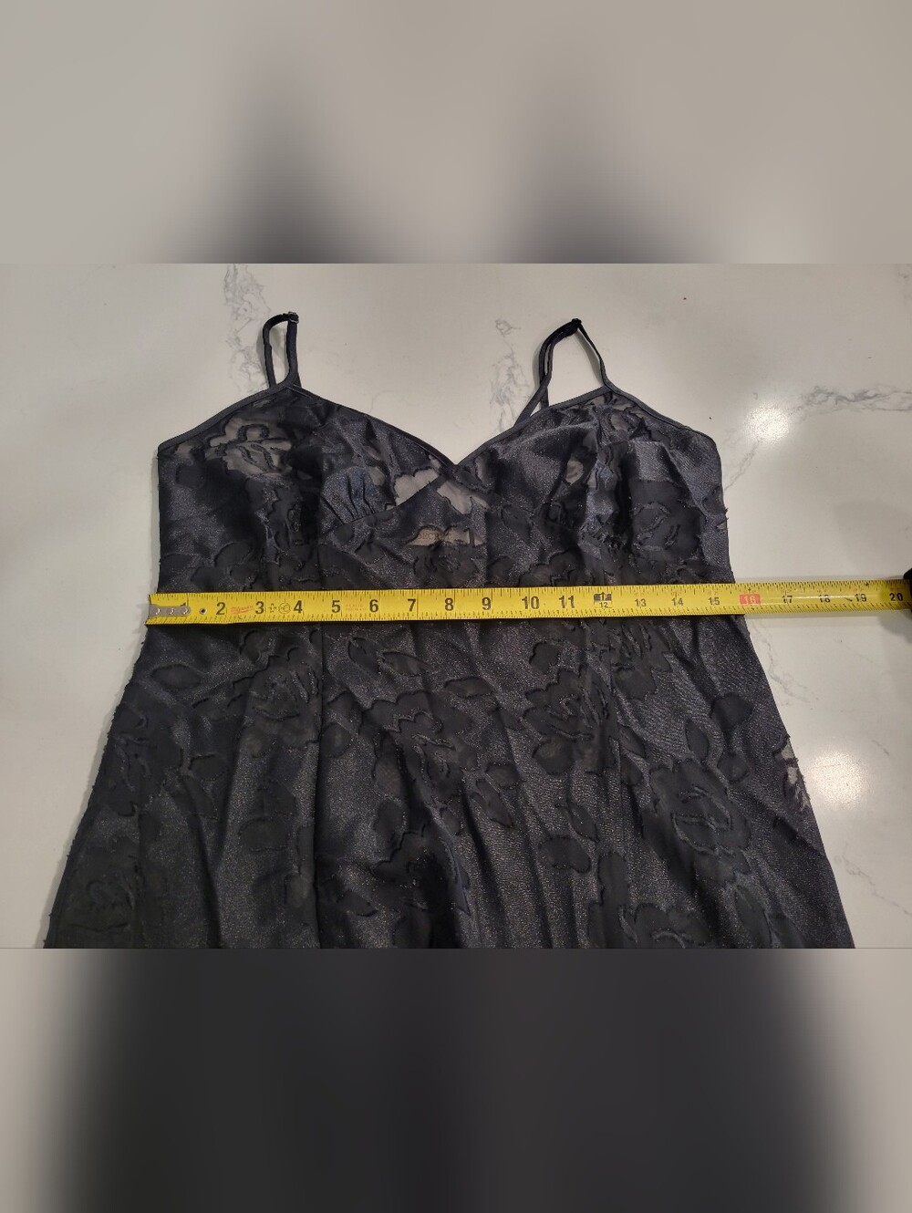 Vintage 90s Gold Label Victoria's Secret Black Burnout Floral Maxi Slip Dress M - Picture 7 of 8